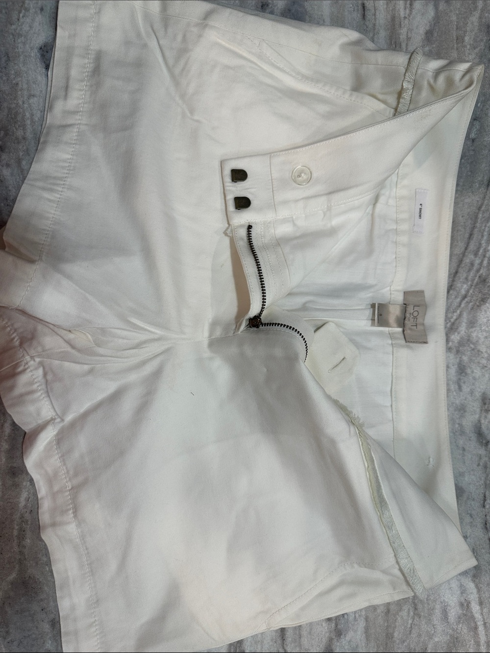 LOFT White High-Waist Cotton Blend Shorts